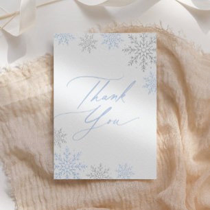 Carte De Remerciements Baby shower pour garçons d'hiver Blue Snowflake