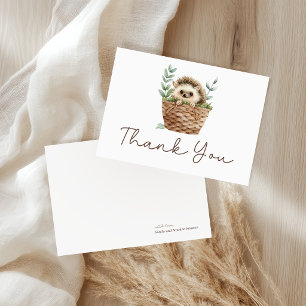 Carte De Remerciements Baby Shower pour un Petit Hérisson Adorable