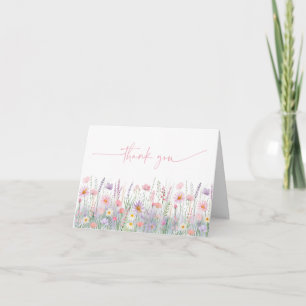 Carte De Remerciements Baby shower Pré Fleur sauvage Pastel