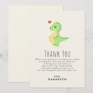Carte De Remerciements Baby shower Preggosaurus Cute Dinosaur