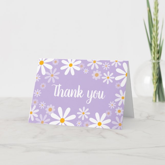 Carte De Remerciements Baby shower Purple Daisy (Devant)