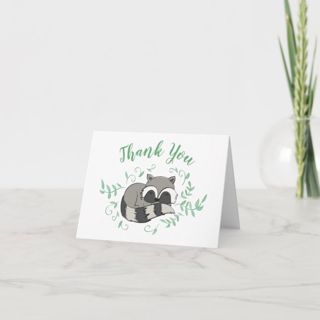 Carte De Remerciements Baby shower Raccoon (Devant)
