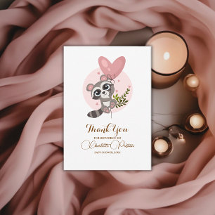 Carte De Remerciements Baby shower raccoon minimaliste Cute