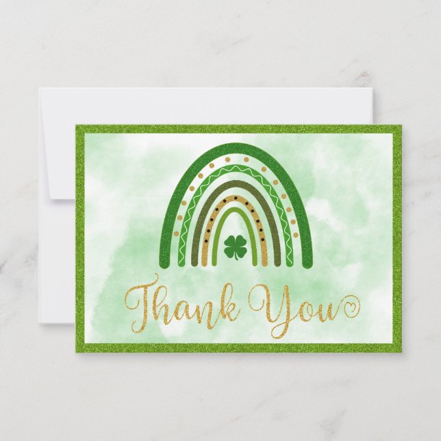Carte De Remerciements Baby shower Rainbow de St. Patrick (Devant)