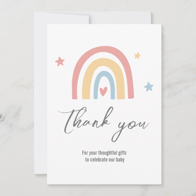 Carte De Remerciements Baby shower Rainbow simple (Devant)