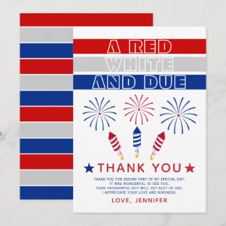 Carte De Remerciements Baby shower Red White 4 juillet pétards