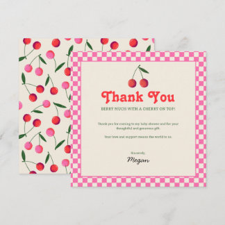 Carte De Remerciements Baby shower rétro Little Cherry