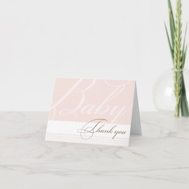 Carte de remerciements Baby shower rose (Devant)