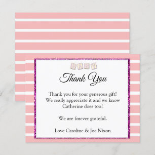 Carte de remerciements Baby shower rose