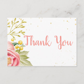 Carte de remerciements Baby shower rose