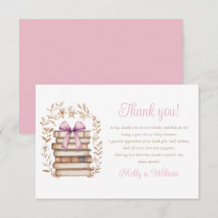 Carte De Remerciements Baby Shower Rose Ruban Livre de Contes