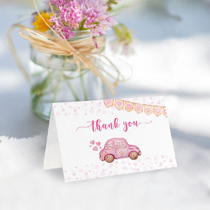 Carte De Remerciements Baby Shower Rose Saint-Valentin Voiture Chéri