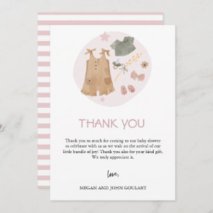 Carte De Remerciements Baby shower rose simple pour bébé