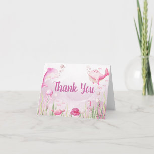 Carte De Remerciements Baby Shower Rose sous la Mer
