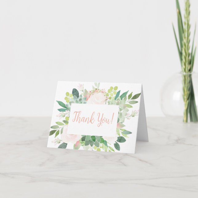 Carte de remerciements Baby shower rose Succulent (Devant)