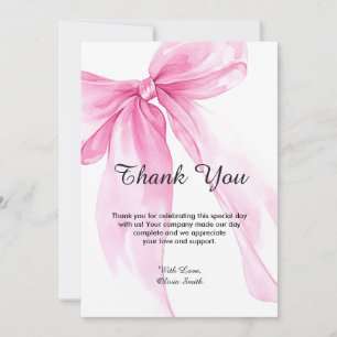 Carte De Remerciements Baby Shower Ruban Arc-en-ciel Rose