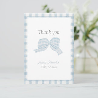 Carte De Remerciements Baby shower ruban bleu mou