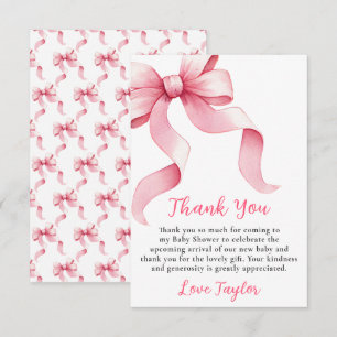 Carte De Remerciements Baby Shower Ruban Coquette Rose