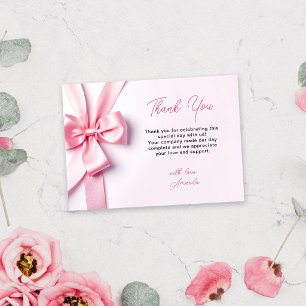 Carte De Remerciements Baby Shower Ruban Rose