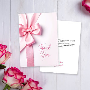 Carte De Remerciements Baby Shower Ruban Rose