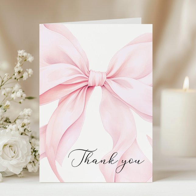 Carte De Remerciements Baby-Shower Ruban Rose (Créateur téléchargé)