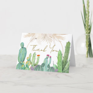 Carte De Remerciements Baby shower Rustique Boho Western Cactus Arch
