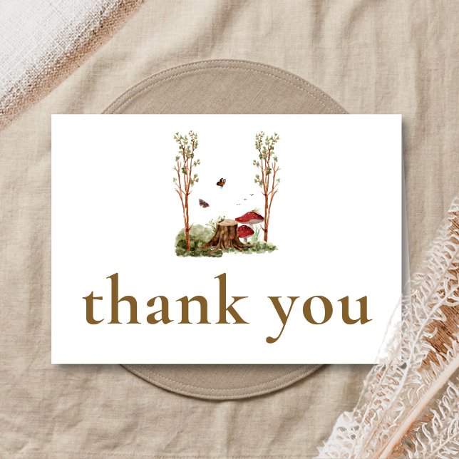 Carte De Remerciements Baby Shower Rustique Champêtre Champignon (Mushroom Rustic Woodland Baby Shower Thank You Card)