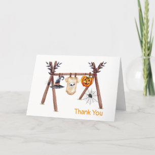 Carte De Remerciements Baby shower Rustique de vêtements d'Halloween Litt