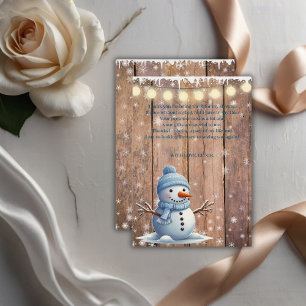 Carte De Remerciements Baby shower rustique moderne élégant Blue Snowman