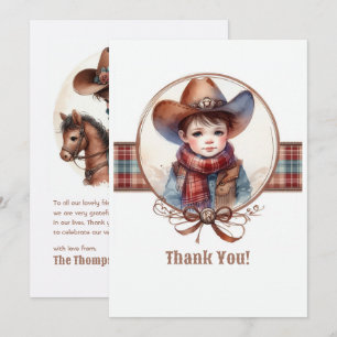 Carte De Remerciements Baby shower rustique Western Cowboy