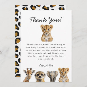 Carte De Remerciements Baby shower Safari Animaux