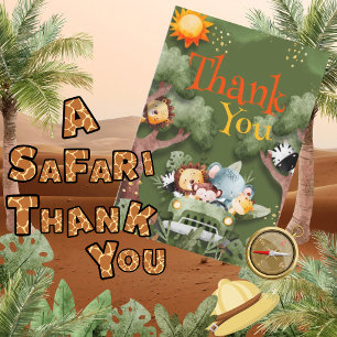 Carte De Remerciements Baby shower Safari Animaux