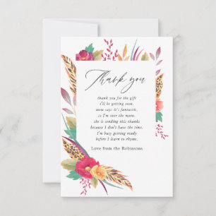 Carte De Remerciements Baby shower Safari Floral Aquarelle