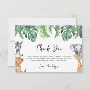 Carte De Remerciements Baby shower Safari Little Wild One