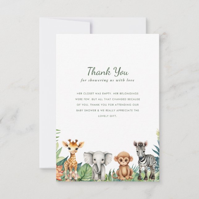 Carte De Remerciements Baby shower Safari Little Wild One Jungle (Devant)