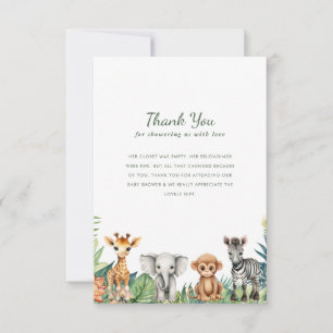 Carte De Remerciements Baby shower Safari Little Wild One Jungle