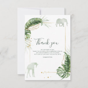 Carte De Remerciements Baby shower Safari verdure