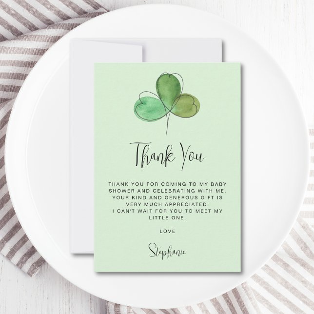 Carte De Remerciements Baby shower Shamrock vert (Créateur téléchargé)