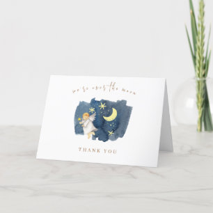 Carte De Remerciements Baby shower simple Angel Moon Star