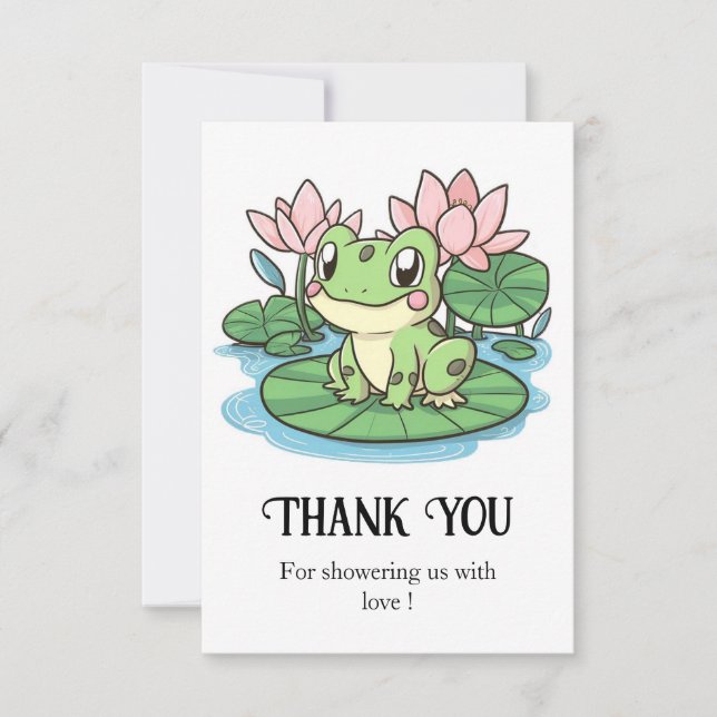 Carte De Remerciements Baby shower simple de petite grenouille (Devant)