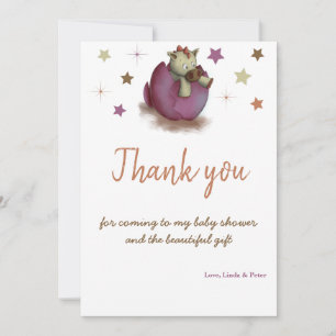 Carte De Remerciements Baby shower simple d'éclosion de dragon violet