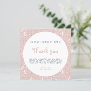 Carte de remerciements baby shower simple fleurs