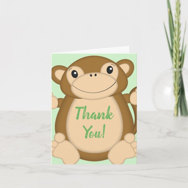 Carte De Remerciements Baby shower singe Jungle (Devant)