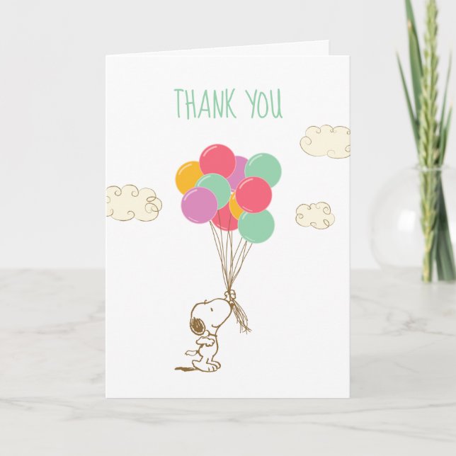 Carte De Remerciements Baby shower Snoopy et Balloons (Devant)