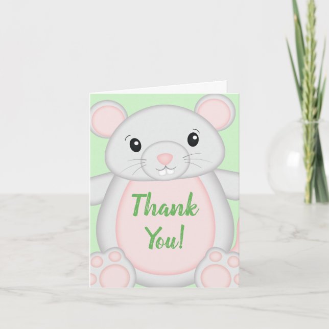 Carte De Remerciements Baby shower souris (Devant)
