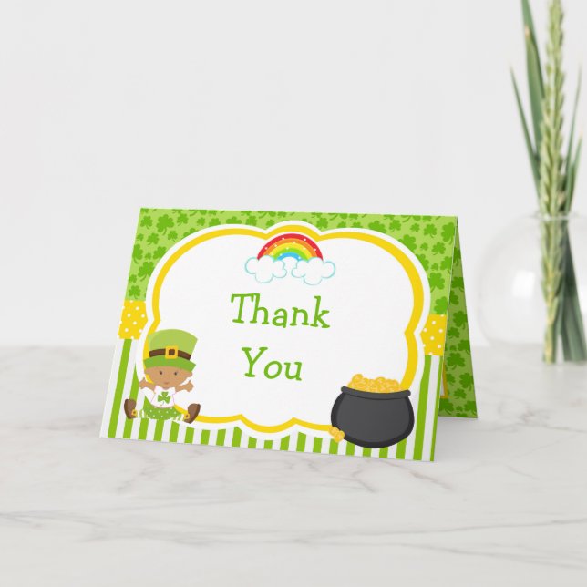 Carte De Remerciements Baby shower st patrick afro-américain pour filles (Devant)