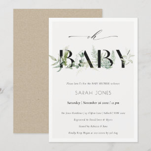 Carte De Remerciements Baby shower succulent de fougères feuillues Dusky 