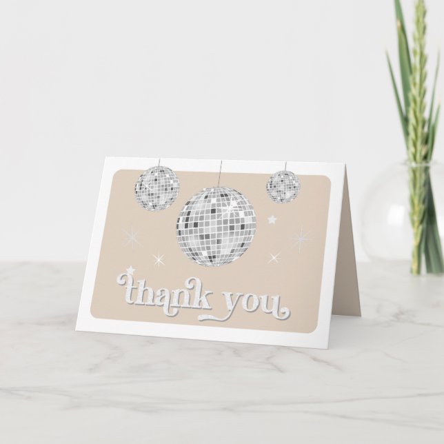 Carte De Remerciements Baby shower Super Silver Retro Disco (Devant)