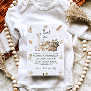 Carte De Remerciements Baby Shower sur le thème des Animaux