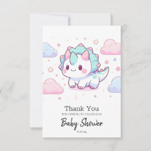 Carte De Remerciements Baby shower Sweet Pastel Dinosaur